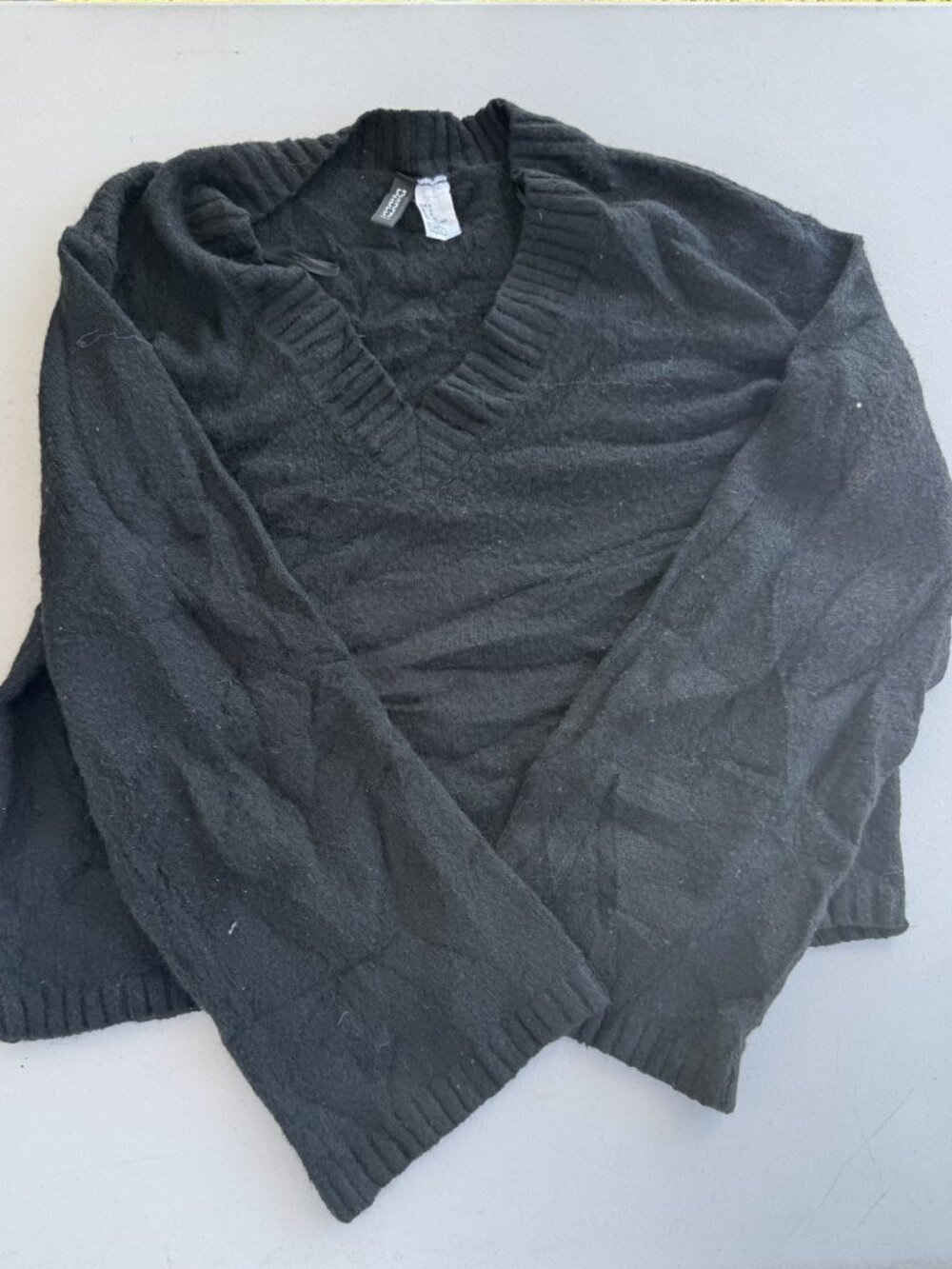 H&M Black Open Front Knit Cardigan Sweater Small